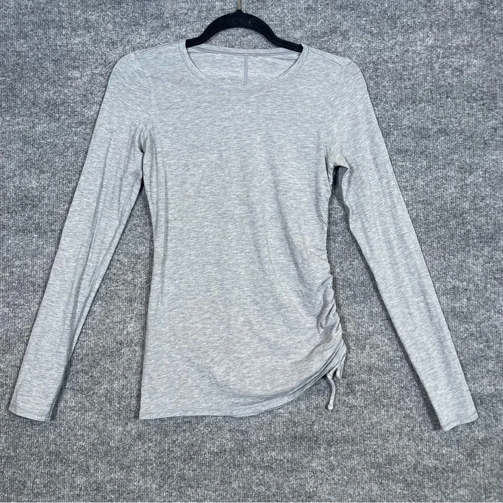 Lululemon Cinch It Long‎ Sleeve Tee Womens Medium Gray Heathered Active Stretchy